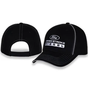 CHECKERED FLAG SPORTS FORD POWER STROKE DIESEL BLACK COTTON EMBROIDERED HAT - Picture 1 of 3