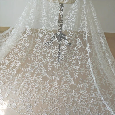 Flower Sequins Costume DIY Lace Fabric Embroidery Bridal Evening Dress Tulle - Image 1 of 4