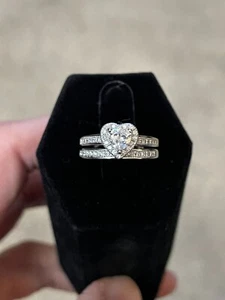 Zirkonia Herz Ehering Verlobungsring - Sterlingsilber 925 - Größe 6 - Bild 1 von 12