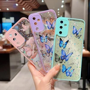 Für Samsung Galaxy A54 5G Glitzer Bling Stoßfest Schmetterling Handy Hülle Cover - Bild 1 von 13
