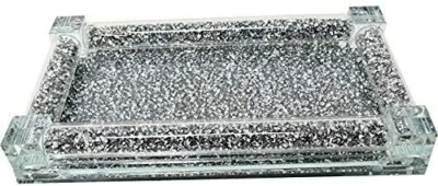 Silver Crushed Diamond Salt & Pepper Tray Exclusive Use For Your Kitchen Decor - Image 1 of 4