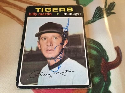 Tarjeta de béisbol 1971 Topps autografiada firmada por Billy Martin New York Yankees #208 Foto 1 de 2