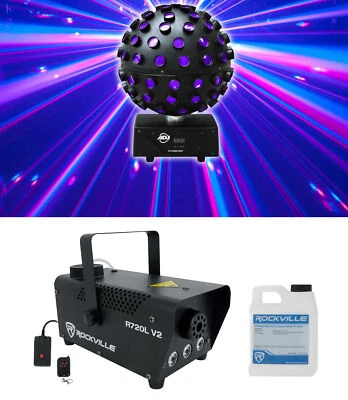 American DJ ADJ Starburst LED Sphere Shooting Beam Lighting Effect+Fog Machine - Image 1 of 4