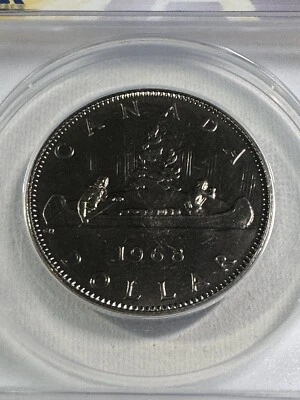1968 Canada 1 Dollar Coin Graded MS 64 by ANACS Voyageur - Image 1 of 4