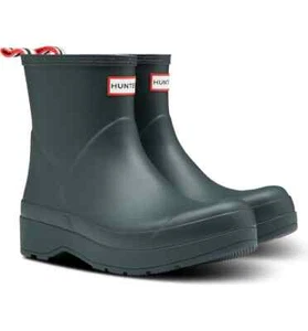 Women Hunter Boots Short Play Boots Hunter Original Play Green Rain Boots New - Picture 1 of 5
