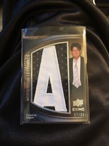2009 Upper Deck Movie Icons Charlie Sheen Cappie Lettermen Patch A /38 MM-CS