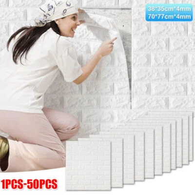 50 adesivi murali in mattoni con pannelli autoadesivi effetto pietra per carta d - Immagine 1 di 4
