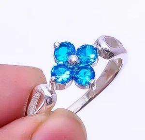 Blue Topaz 925 Sterling Silver Ring s.9.5 R7988-3 - Picture 1 of 1