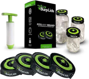 BurpLids® 4 Pack Curing Kit - Includes 4 Lids & Extraction Pump - Picture 1 of 8