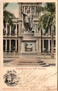 ALOHA NUI HONOLULU HAWAII KAMEHAMEHA THE FIRST OLD UNDIVIDED BACK POSTCARD VIEW - Picture 1 of 2