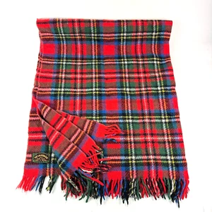Vtg Caledon Rug 100% Pure Wool Blanket Tassels Plaid Made in Ireland 30in X 23in - Picture 1 of 5