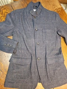 Taylor Stitch Navy Blue Size 36 Speckled Wool Coat Double Pockets Gorgeous - Picture 1 of 12