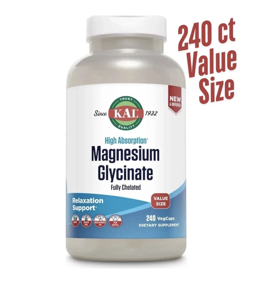Glicinato de Magnesio 350mg 240ct - Alta Absorción, Estrés, Sueño, Soporte Muscular Foto 1 de 4