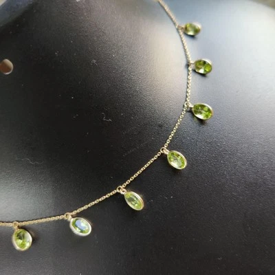 4.56 Ct Natural Peridot Bracelet 14K Gold Chain Minimalist August Birthstone - Image 1 of 4