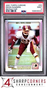 2001 TOPPS CHROME REFRACTOR #63 DEION SANDERS HOF #/999 PSA 9 - Picture 1 of 4