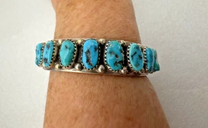 Indianer Türkis 925 Sterling Silber Armreif Armband Gravur Südwesten - Bild 1 von 11