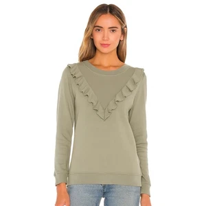 Free People Ooh La La Sweatshirt mit Rüschen vorne in Grün – gebraucht, in einwandfreiem Zustand Größe XS - Bild 1 von 4