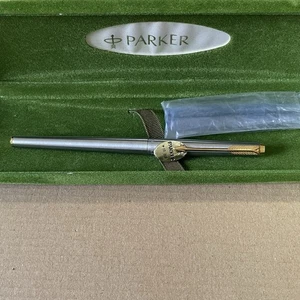 Parker 180 Fountain Pen 14K Gold Nib X/M Stainless Steel Barrel Made in USA - Picture 1 of 13