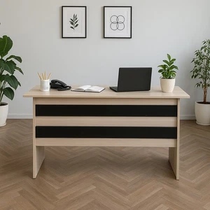 Schreibtisch, Computertisch 140 x 60 cm "Heike" IV, eiche-sonoma/schwarz - Bild 1 von 5