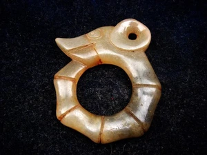 Old Nephrite Jade Stone Carved HongShan Culture Piggy Dragon Bamboo Body #082824 - Picture 1 of 6