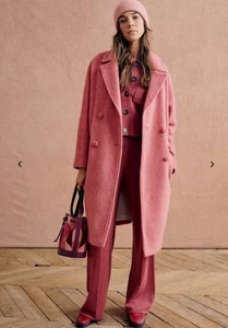 NWT SEZANE JIM COAT Rosewood dark pink wool oversized SZ34 US2 bust39 - Picture 1 of 8