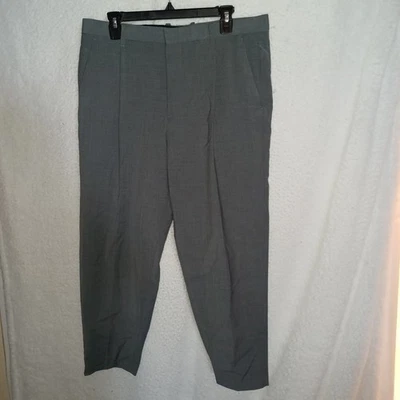 All Saints Men 35X26 Gray Dress Pants Trouser Wool Blend Pleated Front StretchA7 - Image 1 of 4