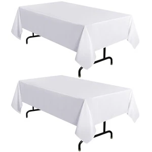 2 Pack White Tablecloth 60 x 102 Inch, Rectangle 6 Feet Table Cloth - Stain a... - Picture 1 of 9