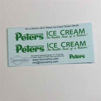 Micro Models G-27 Commer Articulated Tanker Peters Ice Cream Decal Set - image 1 of 4