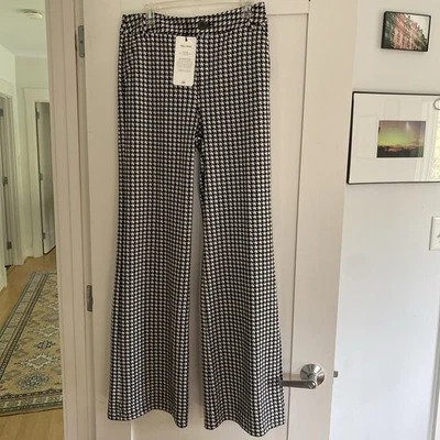 CAbi Pants Womens 10 Black White Houndstooth Trouser 3921 Straight High Rise - Image 1 of 3