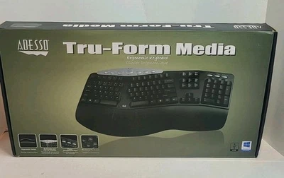 Adesso Tru-Form Contoured Ergonomic Media Keyboard PCK-208B New Open Box - Image 1 of 4
