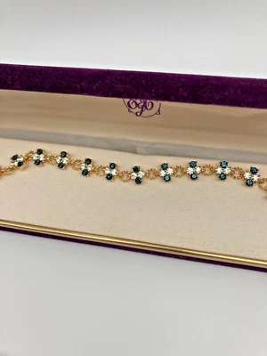 Nuevo En Caja Cristales Austriacos Y Zafiro Pulsera Bisutería Foto 1 de 4