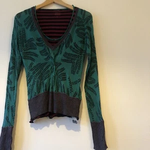 Gorgeous Whistles 2in1 Women’s Cotton Tops Leaf Print & Stripe Pattern UK Small - Picture 1 of 8