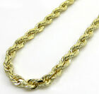10K Yellow Gold Mens Womens 3Mm Solid Diamond Cut Rope Chain Necklace