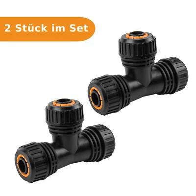 BRADAS 2x Gartenschlauch T-Stück 3/4 Zoll Schlauchverbinder T-Kupplung Verteiler Wasser