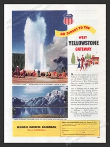 Union Pacific Train West Yellowstone Gateway Color 1940s Print Ad 1949 - Picture 1 of 1