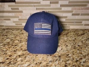 Mens Baseball Hat Thin Blue Line Police Cap Outer Banks NC Adjustable Fit Blue - Picture 1 of 13