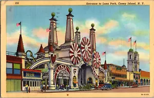 Entrada postal Luna Park Coney Island NY lino matasellado 1944 - Imagen 1 de 2