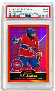 2015-16 UD OPC Platinum P.K. Subban # 20/49 Orange Retro PSA 9 POP 1 None Higher