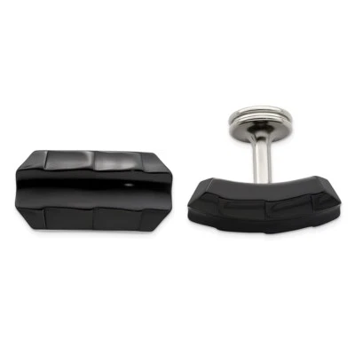 Edward Mirell Black Ti Faceted Edges Polished Cufflinks - Image 1 of 3
