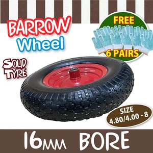 16" 390mm Wheelbarrow 90mm SOLID 4.80/4.00-8 Tyre Wheel Barrow 16mm Bore Tire - Picture 1 of 7