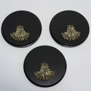 3 placas de cuña AF 13 cm tablero de armas redondo oscuro 3 x hoja de roble cubierta - Imagen 1 de 9