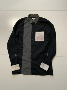Helmut Lang Color Block Black White Grey Mens Casual Button Front Shirt Sz. XS - Picture 1 of 8