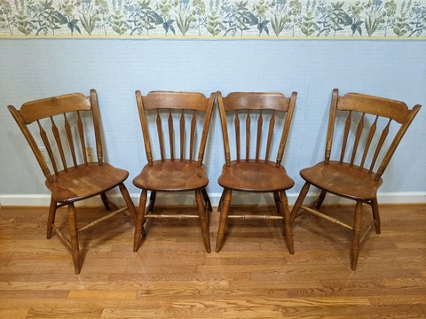 Set of 4 Ethan Allen Maple Heirloom Nutmeg Arrow-back Dining Chairs 106011 PLT14 Cover