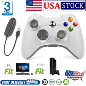 Wireless Controller for PC Windows & Microsoft Xbox 360 USB Dual Vibration White - Picture 1 of 12