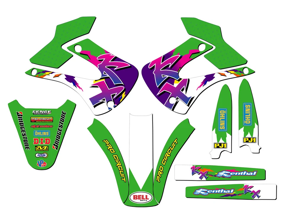 Kit Gráfico Senge Verde 2001-2013 KX 100 Retroceder Compatível com Kawasaki - Imagem 1 de 1