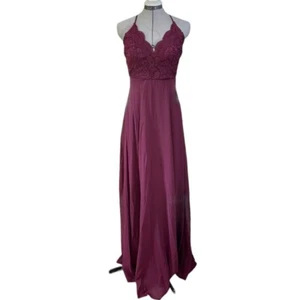 Lulus Madalyn Burgundy Lace Maxi Dress S Gown Wedding Bridesmaid Maroon - Picture 1 of 7