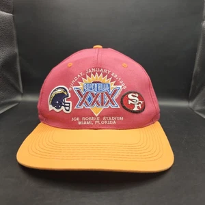 Vintage Super Bowl XXIX 29 1995 Hat Red 49ers Chargers Fitted Stretch New Era - Picture 1 of 7