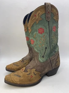 Laredo Miss Kate Women’s Snip Toe Brown Teal Western Boots Leather Size 9.5M - Picture 1 of 22