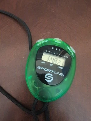 Sportline 240 Green Stopwatch Digital Timer Stop Watch Sport Time Alarm Works  - Image 1 of 4