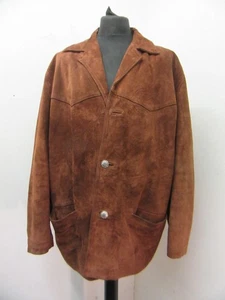 VINTAGE LEATHER BOMB BOOGIE JACKET SIZE XXL, MISSING ONE BUTTON - Picture 1 of 20